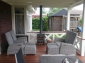 Veranda, Veranda Plaza, Glazen schuifwanden, terrasoverkapping, overkapping, buitenkamer, tuinkamer, Carport houtkachel, lichtstraat, daklicht, balustrade, terrasverwarming, tuin, terras, houten vloer.