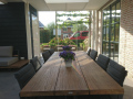 Veranda, Veranda Plaza,  terrasoverkapping, overkapping, buitenkamer, tuinkamer, Carport houtkachel, lichtstraat, daklicht, Glazen schuifwanden, balustrade, hekwerk, terrasverwarming, tuin, terras, houten vlondervloer.