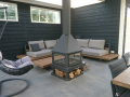 Veranda, Veranda Plaza,  terrasoverkapping, overkapping, buitenkamer, tuinkamer, Carport houtkachel, lichtstraat, daklicht, Glazen schuifwanden, balustrade, hekwerk, terrasverwarming, tuin, terras, houten vlondervloer.