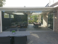 Veranda, Veranda Plaza,  terrasoverkapping, overkapping, buitenkamer, tuinkamer, Carport houtkachel, lichtstraat, daklicht, Glazen schuifwanden, balustrade, hekwerk, terrasverwarming, tuin, terras, houten vlondervloer.