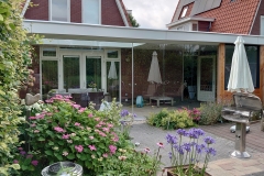Veranda, Veranda Plaza,  terrasoverkapping, overkapping, buitenkamer, tuinkamer, Carport houtkachel, lichtstraat, daklicht, Glazen schuifwanden, balustrade, hekwerk, terrasverwarming, tuin, terras, houten vlondervloer.