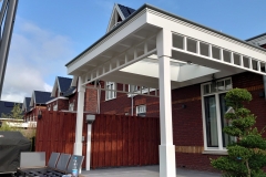 Veranda, Veranda Plaza,  terrasoverkapping, overkapping, buitenkamer, tuinkamer, Carport houtkachel, lichtstraat, daklicht, Glazen schuifwanden, balustrade, hekwerk, terrasverwarming, tuin, terras, houten vlondervloer.