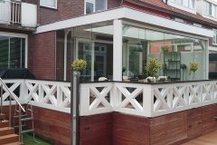 Veranda, Veranda Plaza,  terrasoverkapping, overkapping, buitenkamer, tuinkamer, Carport houtkachel, lichtstraat, daklicht, Glazen schuifwanden, balustrade, hekwerk, terrasverwarming, tuin, terras, houten vlondervloer.
