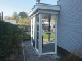 Veranda, Veranda Plaza, terrasoverkapping, overkapping, buitenkamer, tuinkamer, Carport houtkachel, lichtstraat, daklicht, Glazen schuifwanden, balustrade, hekwerk, terrasverwarming, tuin, terras, houten vlondervloer.