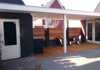 Veranda, Veranda Plaza, terrasoverkapping, overkapping, buitenkamer, tuinkamer, houtkachel, lichtstraat, Glazen schuifwanden, daklicht, balustrade, terrasverwarming, tuin, terras carport, terras, vlonder